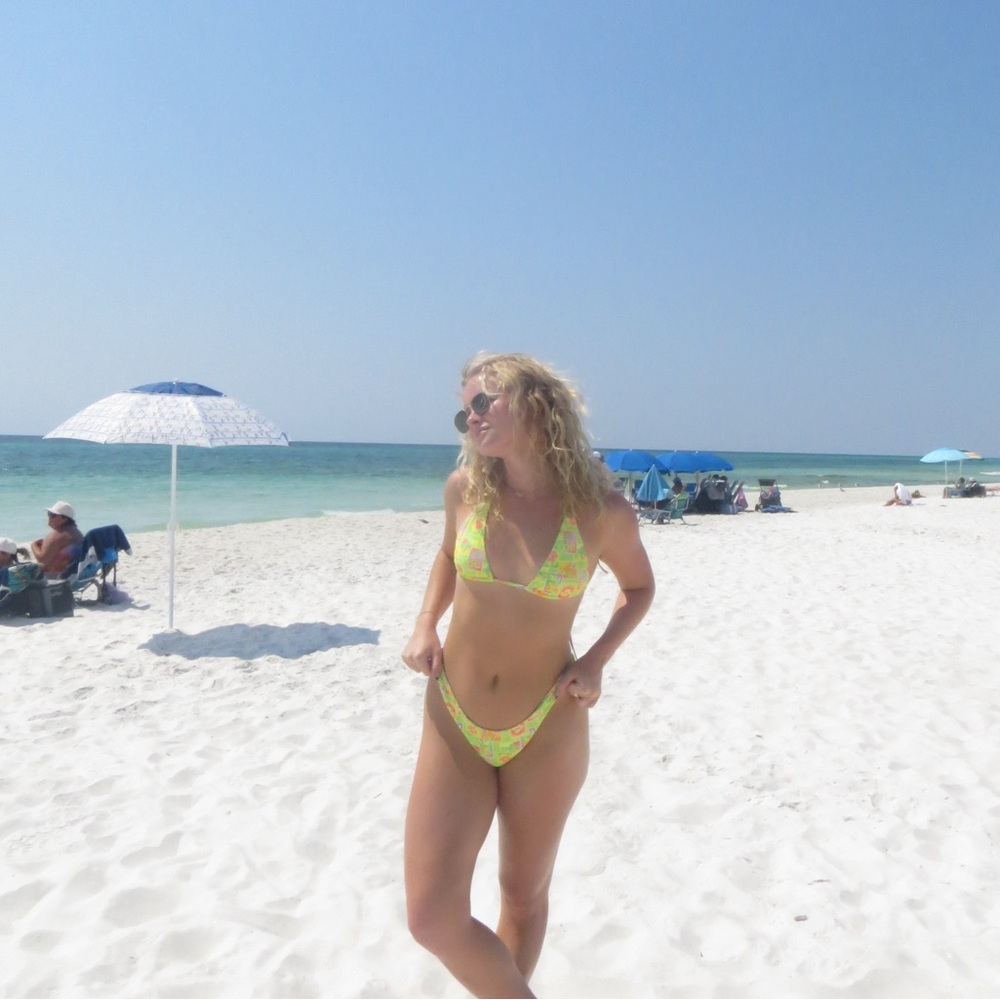 Kulani kinis neon green halter tie bikini